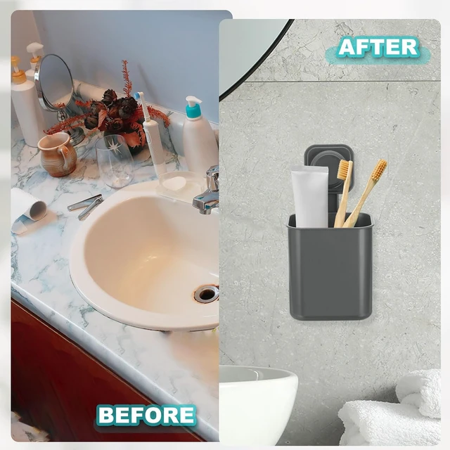 Alt view image 4 of 7 - Toothpaste and Razors, Holds Toothbrushes, Wall Mounted Suction Cup Shower Caddy Organizer for Bathroom & Kitchen