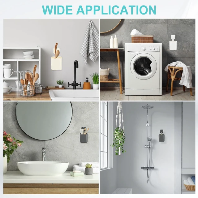 Alt view image 7 of 7 - Toothpaste and Razors, Holds Toothbrushes, Wall Mounted Suction Cup Shower Caddy Organizer for Bathroom & Kitchen
