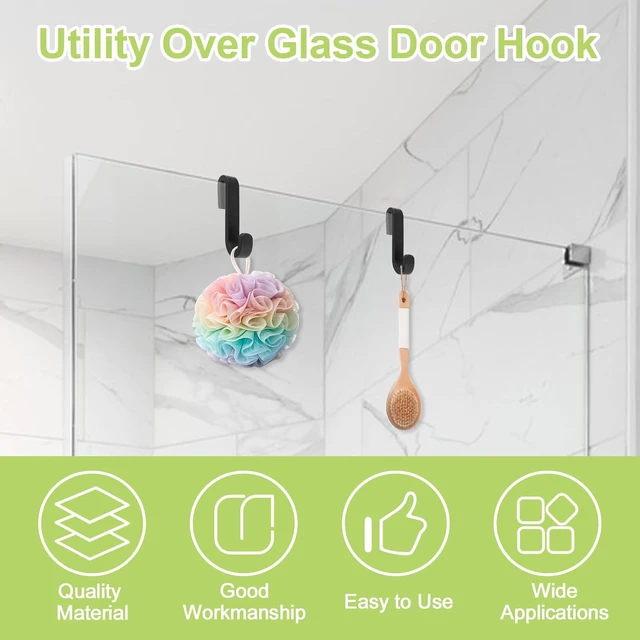 Alt view image 3 of 7 - No Drill Over Door Towel Hooks Silicone Frameless Glass Shower Caddy Hangers for Bathroom Kitchen