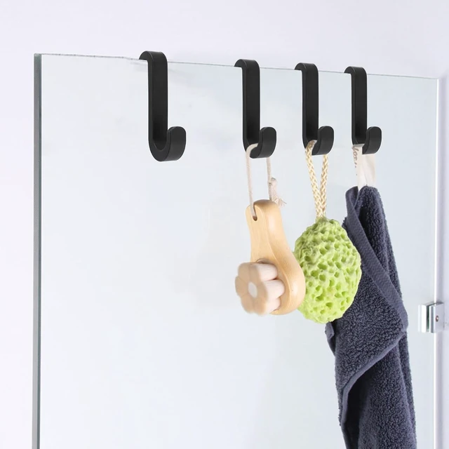 Alt view image 6 of 7 - No Drill Over Door Towel Hooks Silicone Frameless Glass Shower Caddy Hangers for Bathroom Kitchen