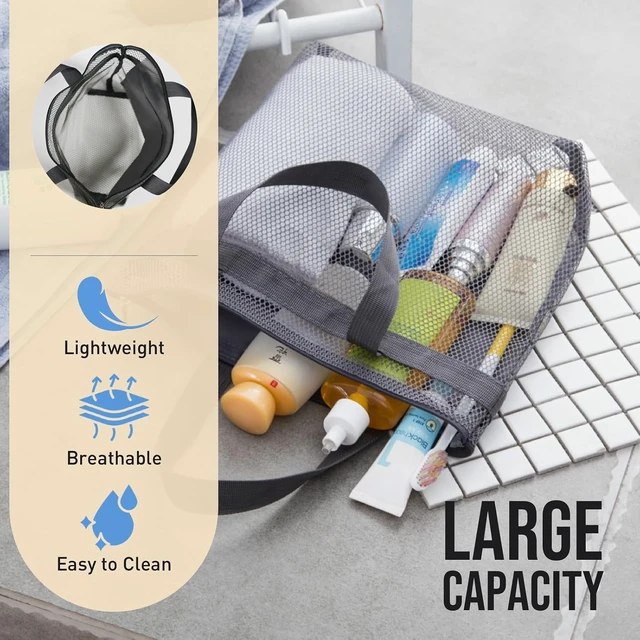 Alt view image 5 of 6 - Toiletry Essentials for Travel Camping Dorm Gym, Portable Quick-Dry Bath Organizer Bag with Zipper, Mesh Hanging Shower Caddy