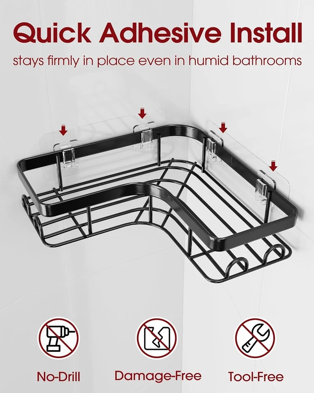 Alt view image 7 of 7 - Soap Holder & Hooks, Corner Shower Caddy
