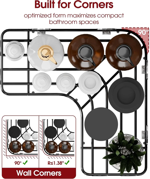 Alt view image 6 of 7 - Soap Holder & Hooks, Corner Shower Caddy