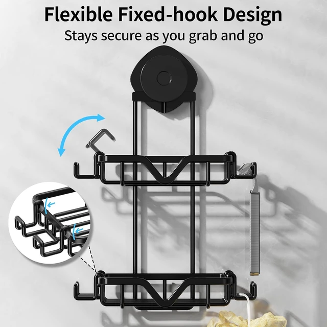 Alt view image 6 of 7 - Stainless Steel Construction, Double Tier Soap Holder with Suction Mount and Razor Organizer