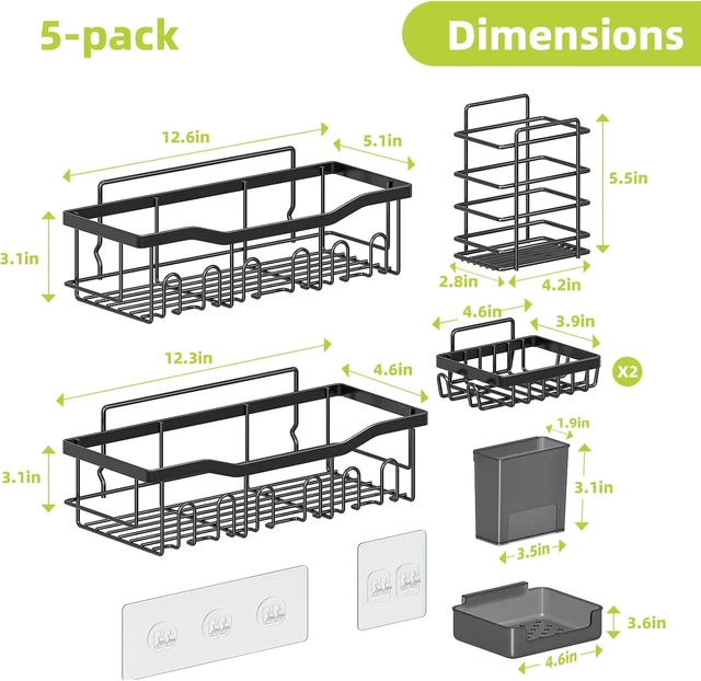 Alt view image 2 of 7 - High Capacity Shower Organizers, Modern Self-Adhesive Bathroom Storage Racks