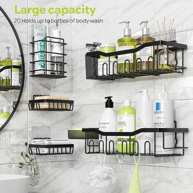 Alt view image 5 of 7 - High Capacity Shower Organizers, Modern Self-Adhesive Bathroom Storage Racks