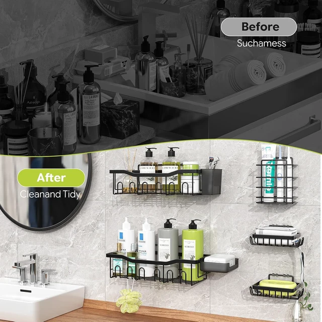 Alt view image 7 of 7 - High Capacity Shower Organizers, Modern Self-Adhesive Bathroom Storage Racks