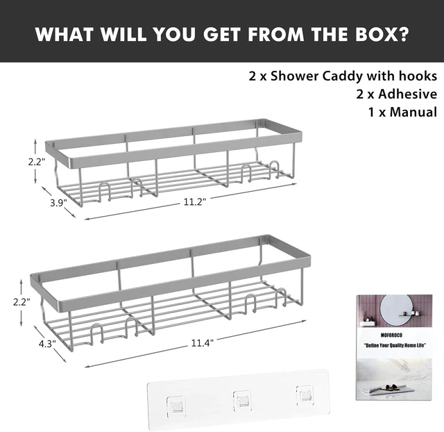 Alt view image 4 of 7 - RV & Apartment Essentials, Farmhouse Style Organizer for Home, Black Wall Mounted Storage Basket Shelf, Adhesive Bathroom Shower Caddy Rack