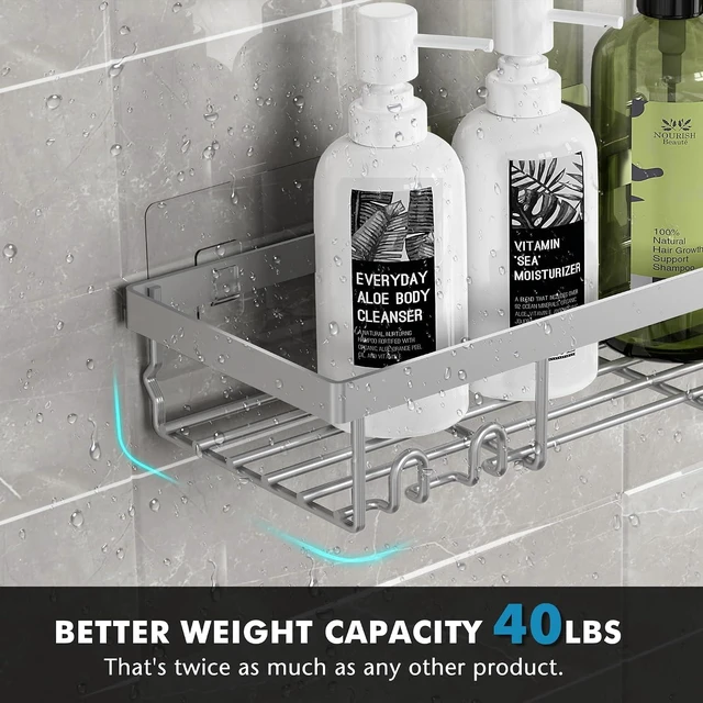 Alt view image 3 of 7 - RV & Apartment Essentials, Farmhouse Style Organizer for Home, Black Wall Mounted Storage Basket Shelf, Adhesive Bathroom Shower Caddy Rack