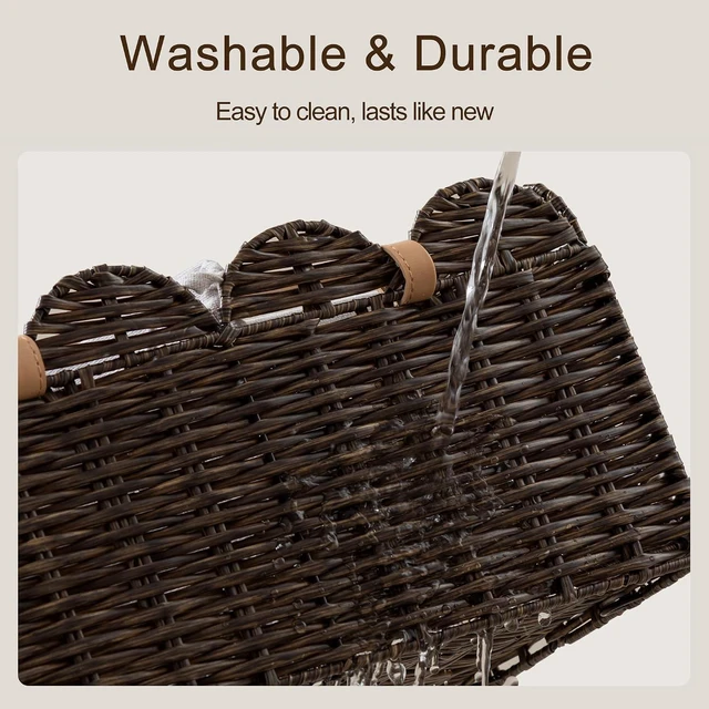 Alt view image 7 of 7 - Waterproof Nursery Basket for Baby Shower Gifts & Car Storage, Large Portable Scalloped Plastic Wicker Diaper Caddy Organizer with Divider