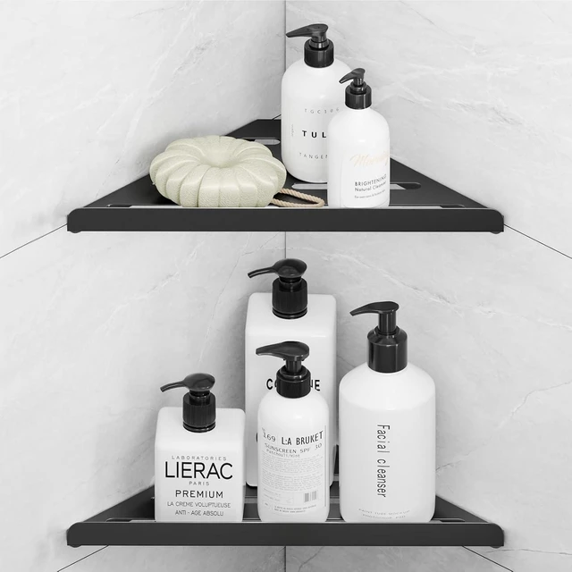 Main image of Adhesive Corner Shower Organizer with Hooks