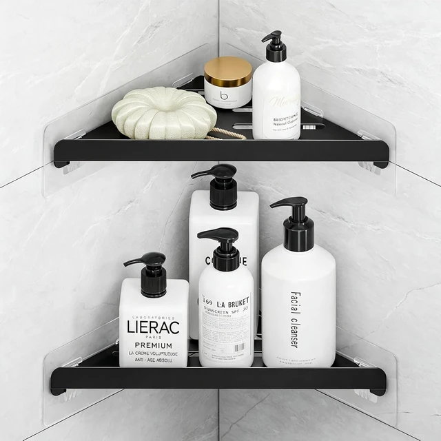 Alt view image 3 of 7 - Adhesive Corner Shower Organizer with Hooks