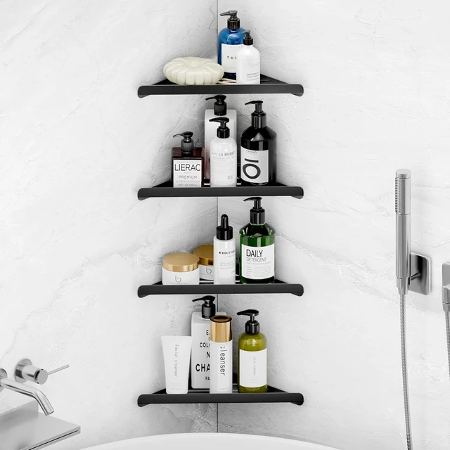 Alt view image 2 of 7 - Adhesive Corner Shower Organizer with Hooks