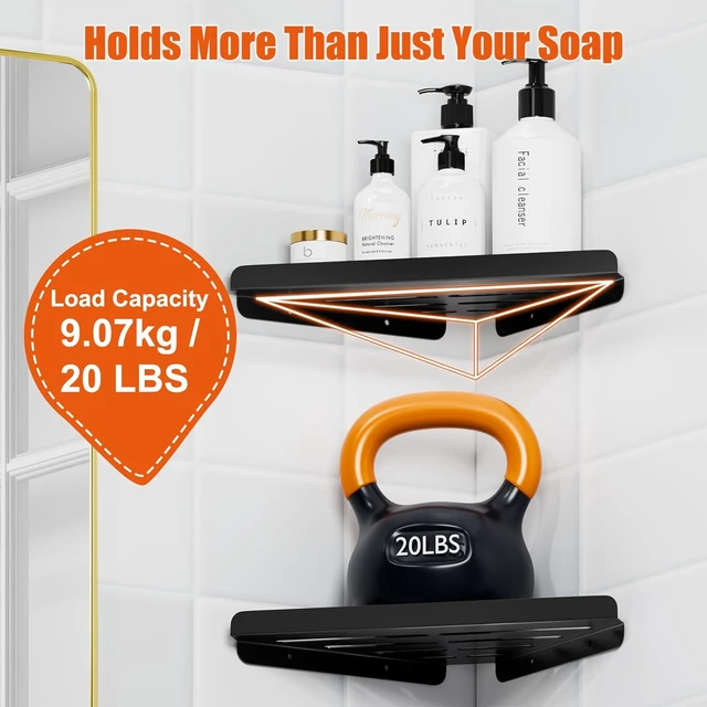 Alt view image 6 of 7 - Adhesive Corner Shower Organizer with Hooks