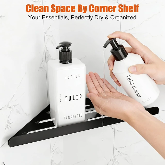 Alt view image 4 of 7 - Adhesive Corner Shower Organizer with Hooks