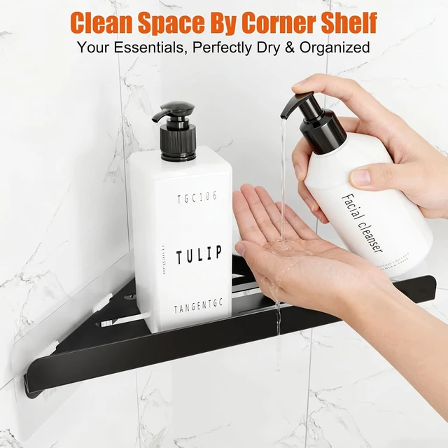 Alt view image 5 of 7 - Adhesive Corner Shower Organizer with Hooks