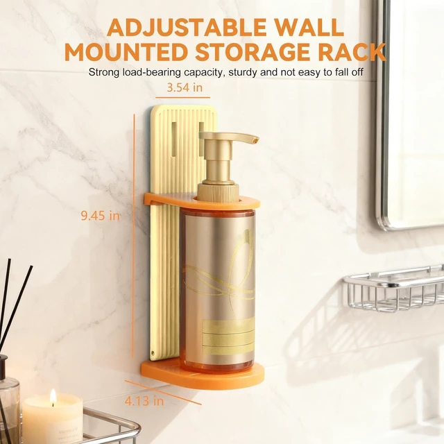 Alt view image 2 of 7 - Space-Saving Adjustable Caddy, Extendable & Collapsible Bathroom Storage Rack for Shampoo and Body Wash Bottles, No-Drill Wall-Mounted Shower Organizer