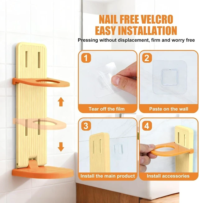 Alt view image 4 of 7 - Space-Saving Adjustable Caddy, Extendable & Collapsible Bathroom Storage Rack for Shampoo and Body Wash Bottles, No-Drill Wall-Mounted Shower Organizer