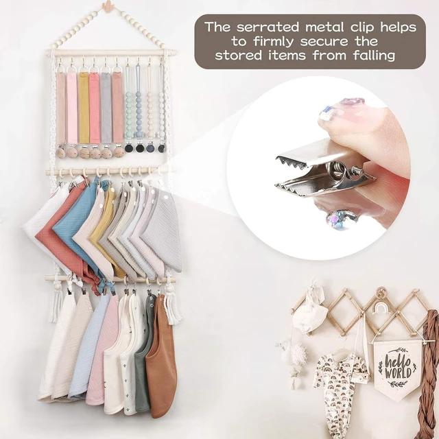Alt view image 6 of 7 - Infant Pacifier Retainer Bib & Burp Cloth Storage Organizer