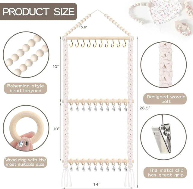 Alt view image 3 of 7 - Infant Pacifier Retainer Bib & Burp Cloth Storage Organizer