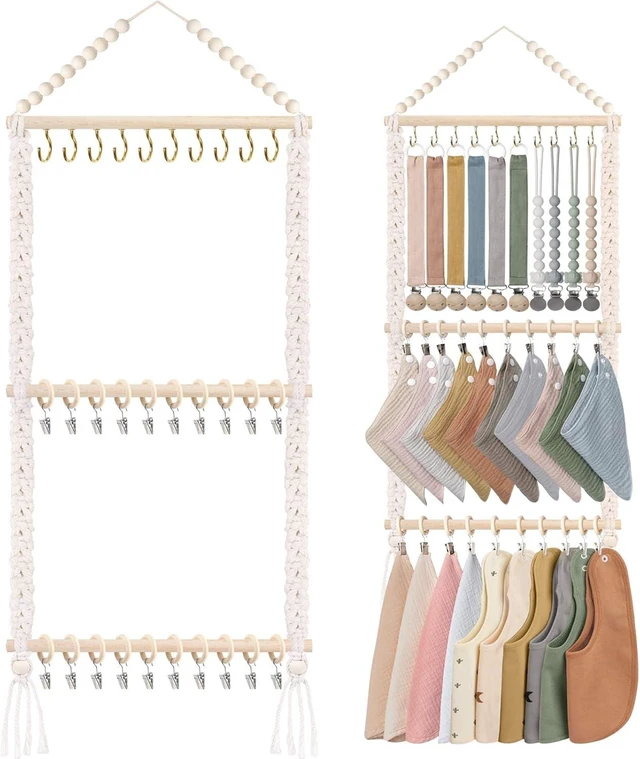 Main image of Infant Pacifier Retainer Bib & Burp Cloth Storage Organizer
