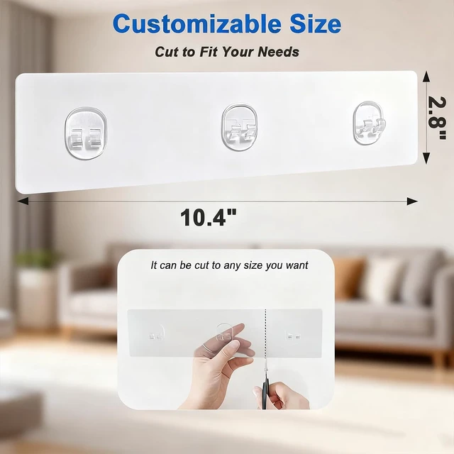 Alt view image 3 of 7 - Heavy-Duty Transparent Mounting for Kitchen & Bathroom Storage, Strong Adhesive Wall Hooks - No Drilling
