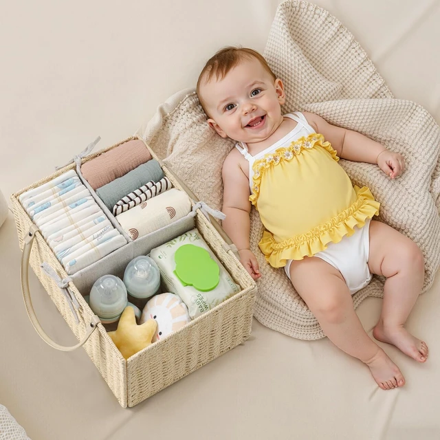 Alt view image 3 of 6 - Woven Rope Storage Baskets, Infant Diaper Caddy Organizer