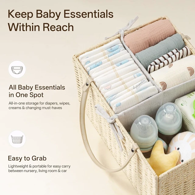 Alt view image 4 of 6 - Woven Rope Storage Baskets, Infant Diaper Caddy Organizer