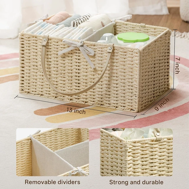Alt view image 2 of 6 - Woven Rope Storage Baskets, Infant Diaper Caddy Organizer