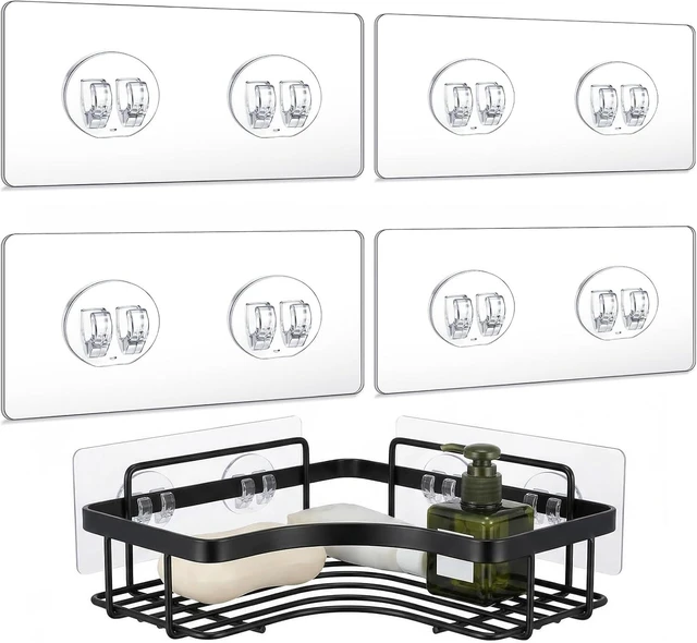 Main image of Adhesive Shower Caddy Hooks No Drill Wall Mount Organizer for Bathroom & Kitchen Storage Rack Replacement Stickers