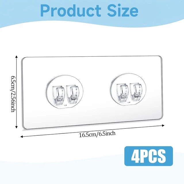 Alt view image 2 of 7 - Adhesive Shower Caddy Hooks No Drill Wall Mount Organizer for Bathroom & Kitchen Storage Rack Replacement Stickers