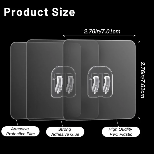 Alt view image 2 of 7 - No Drill Adhesive Shower Caddy Hooks Strong Transparent Sticky Strips for Bathroom Kitchen Shelf Organizer Racks Replacement