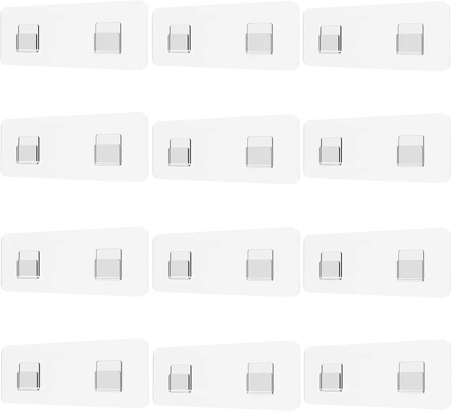 Main image of Transparent Bathroom Storage Organizer Stickers, Adhesive Shower Caddy Replacement Strips with Hooks