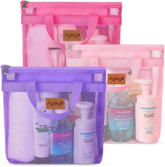 Main image of Quick-Dry Hanging Toiletry Organizer for Travel Gym Beach Dorm Use, 3 Pack Portable Mesh Shower Caddy