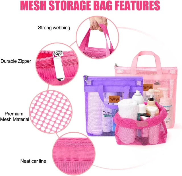 Alt view image 3 of 7 - Quick-Dry Hanging Toiletry Organizer for Travel Gym Beach Dorm Use, 3 Pack Portable Mesh Shower Caddy