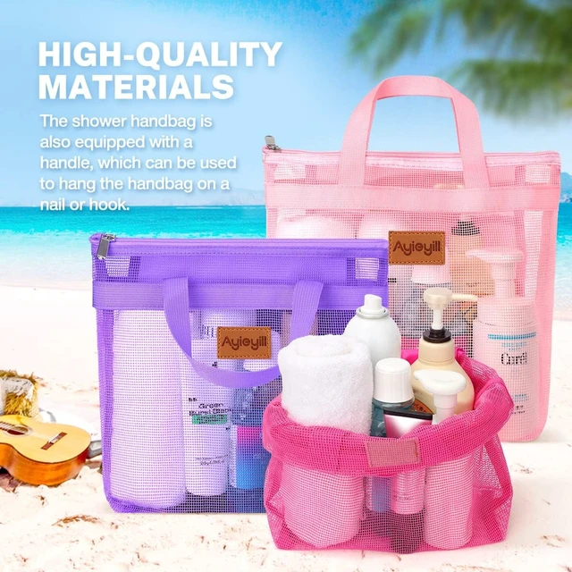 Alt view image 6 of 7 - Quick-Dry Hanging Toiletry Organizer for Travel Gym Beach Dorm Use, 3 Pack Portable Mesh Shower Caddy