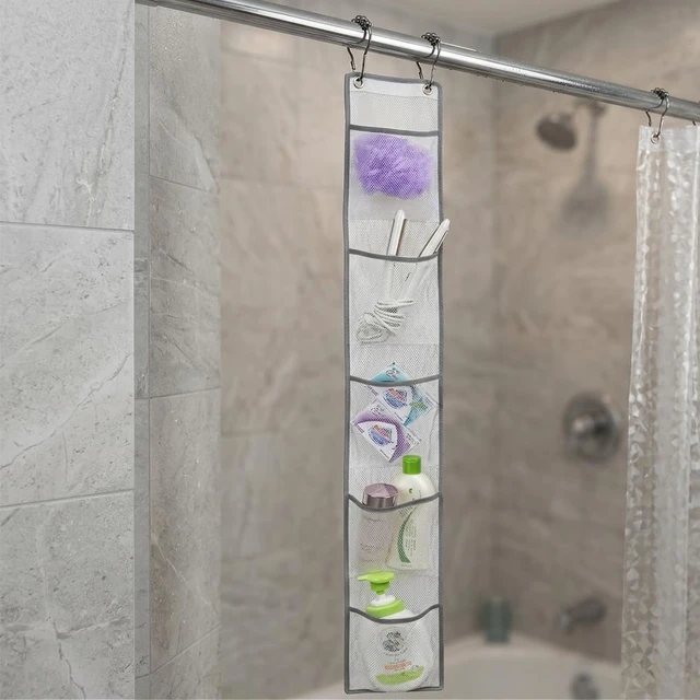 Alt view image 6 of 7 - Bathroom Closet Pantry Organizer, Hanging Shower Caddy with Mesh Pockets