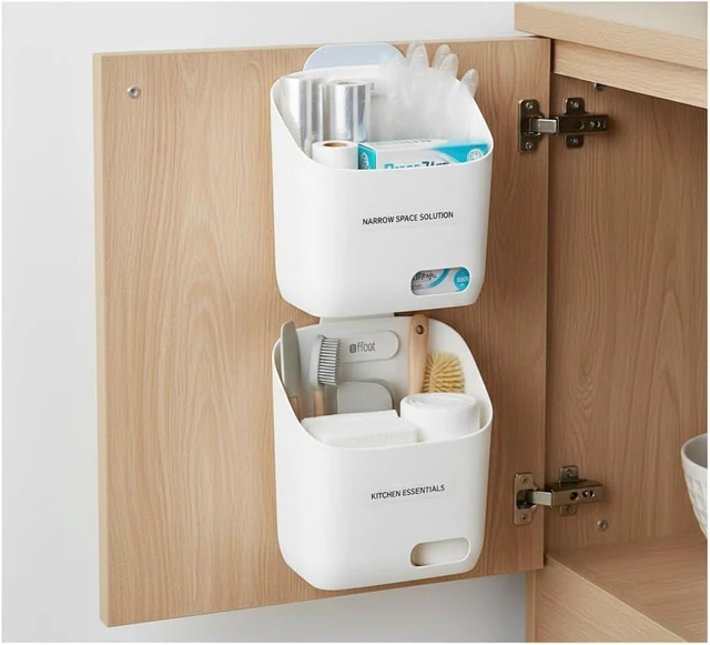 Alt view image 3 of 7 - Plastic Hanging Kitchen Storage Organizer with Detachable Hook for Door Cabinet or Railing