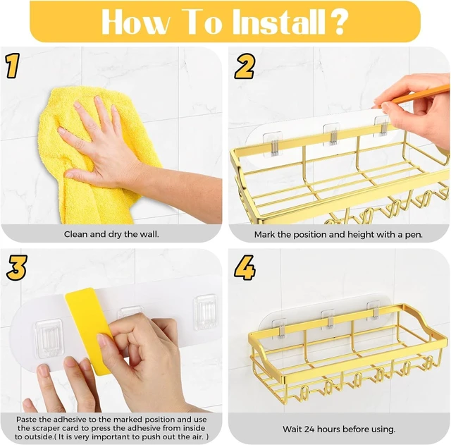 Alt view image 2 of 5 - Rustproof Wall Mounted Bathroom Shelves with Adhesive Mounting for Home Storage, Stainless Steel Shower Organizer Set