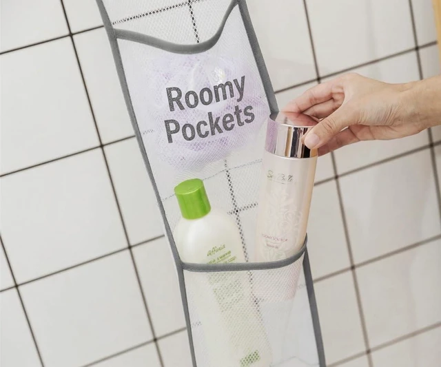 Alt view image 4 of 7 - Bathroom Closet Pantry Organizer, Hanging Shower Caddy with Mesh Pockets