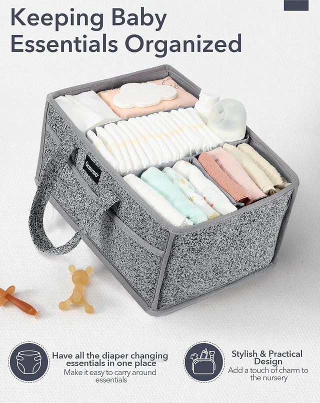 Alt view image 2 of 7 - Ideal Baby Shower Gift & Travel Accessory, Portable Diaper Caddy Organizer with Handle - Large Nursery Storage Basket for Newborn Essentials