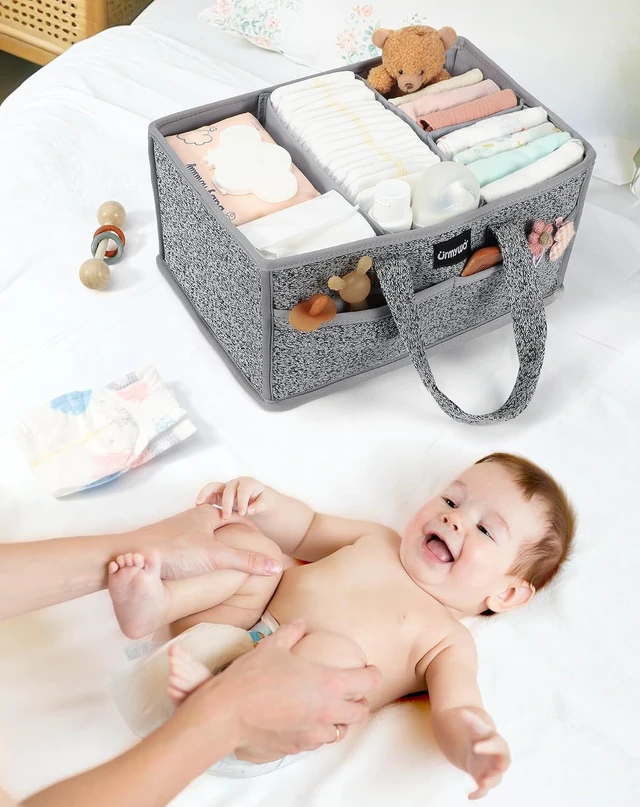Alt view image 3 of 7 - Ideal Baby Shower Gift & Travel Accessory, Portable Diaper Caddy Organizer with Handle - Large Nursery Storage Basket for Newborn Essentials