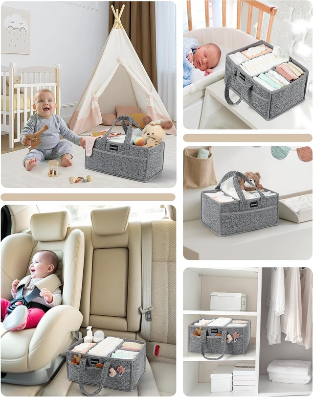 Alt view image 6 of 7 - Ideal Baby Shower Gift & Travel Accessory, Portable Diaper Caddy Organizer with Handle - Large Nursery Storage Basket for Newborn Essentials