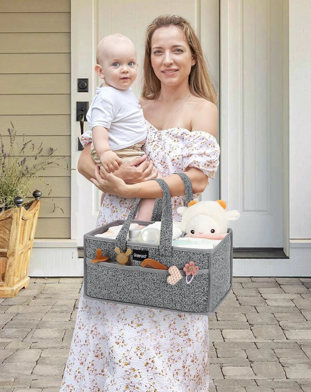 Alt view image 7 of 7 - Ideal Baby Shower Gift & Travel Accessory, Portable Diaper Caddy Organizer with Handle - Large Nursery Storage Basket for Newborn Essentials