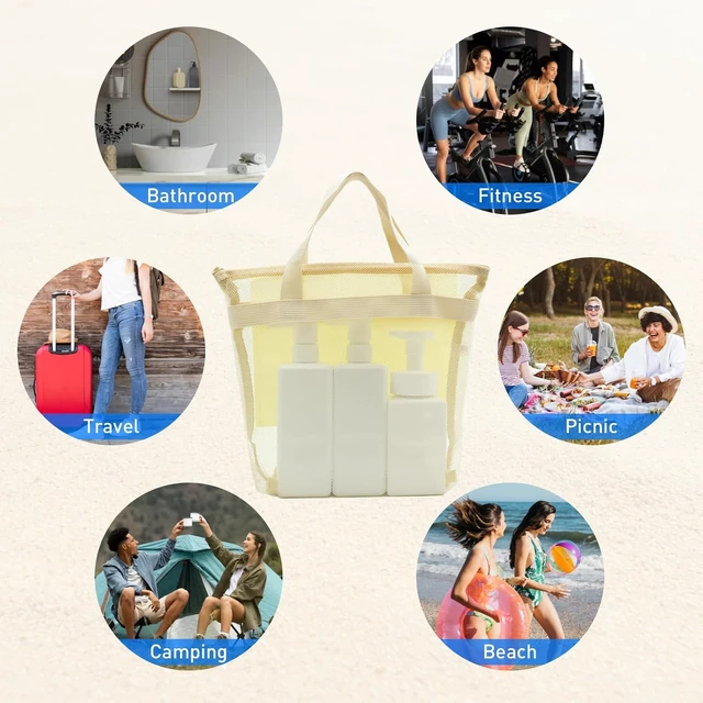 Alt view image 6 of 6 - Toiletry Essentials for Travel Camping Dorm Gym, Portable Quick-Dry Bath Organizer Bag with Zipper, Mesh Hanging Shower Caddy