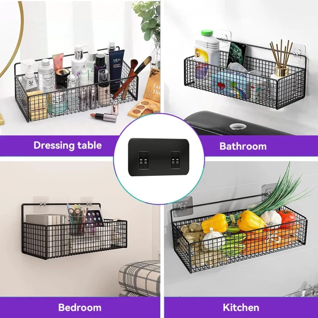 Alt view image 3 of 7 - Modern Design, No Drill Installation, Waterproof Rustproof Bath Organizer, Adhesive Shower Caddy with Hooks