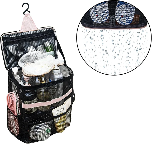 Alt view image 2 of 7 - Travel & Summer Camp, Gym, Quick-Dry College Dorm Toiletry Organizer for Women, Mesh Shower Caddy with Built-In Hook