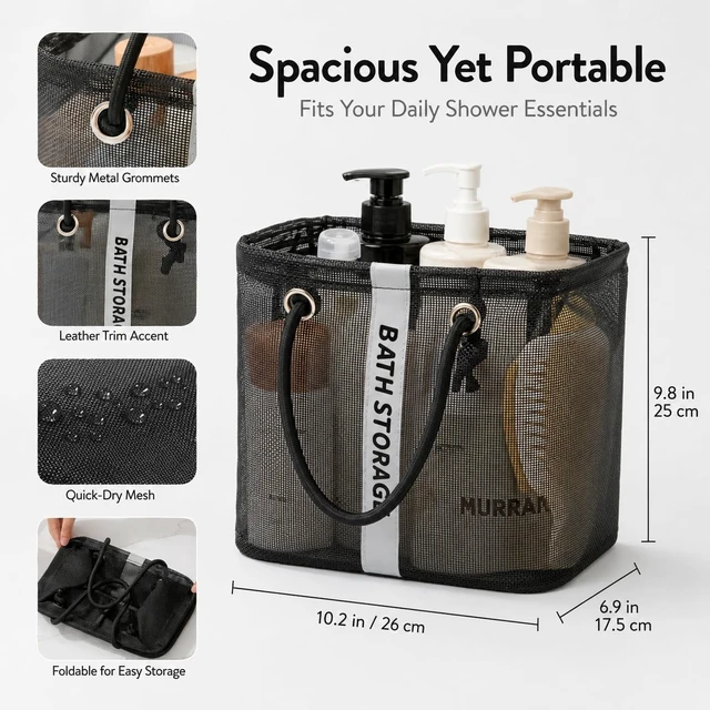 Alt view image 2 of 7 - Dorm & Travel, Portable Mesh Toiletry Bag for Gym