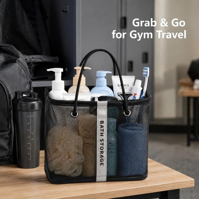 Alt view image 5 of 7 - Dorm & Travel, Portable Mesh Toiletry Bag for Gym