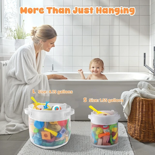 Alt view image 3 of 7 - Wall-Mounted Shower Caddy for Bath Toy Storage
